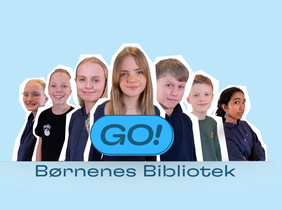 Billede af børn med grafik: GO - børnenes bibliotek